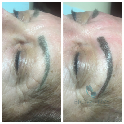 B&A Brows-Pre existing permanent makeup in before photo is not my work